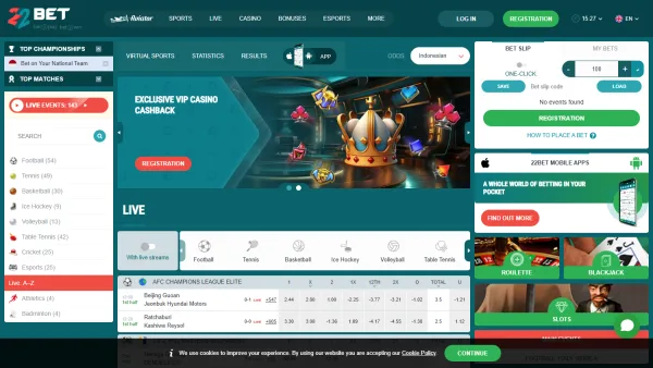 22Bet homepage on desktop